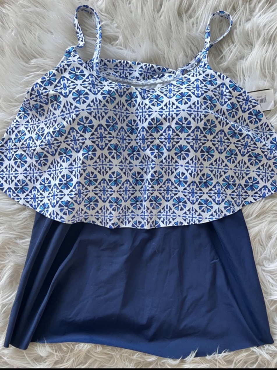 Nwt Lands’ End Ruffle Tankini Top
